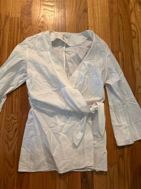 Finley White Wrap-Front Dress Shirt